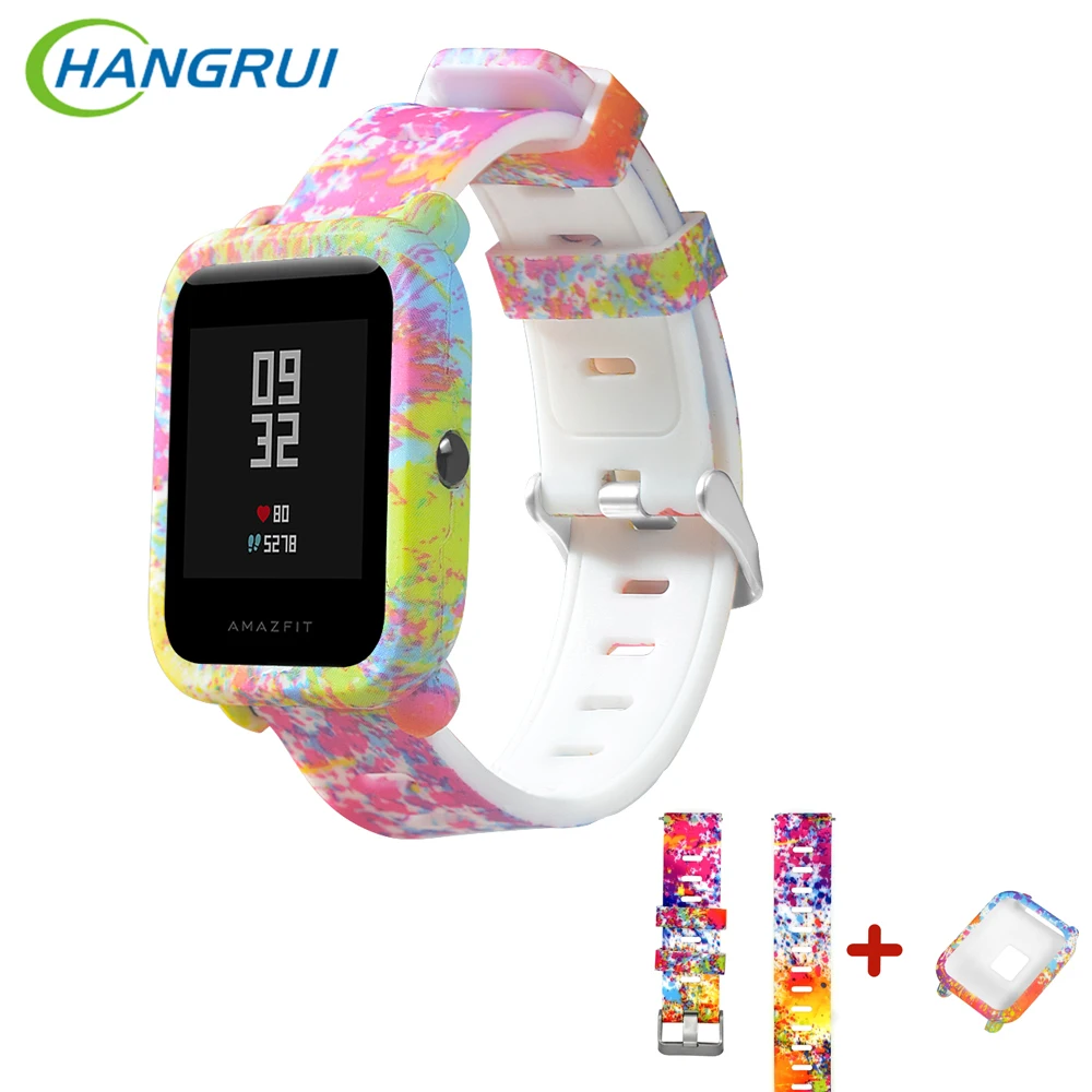 HANGRUI силиконовый Starp для Xiaomi Huami Amazfit ремешок Bip+ защитный чехол для часов PC чехол для Amazfit Bip аксессуары