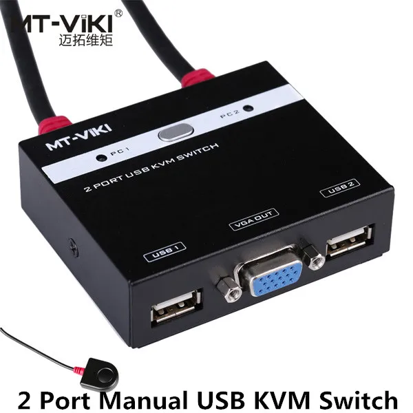 2 Port VGA USB Manual KVM Switch with Remote Extension