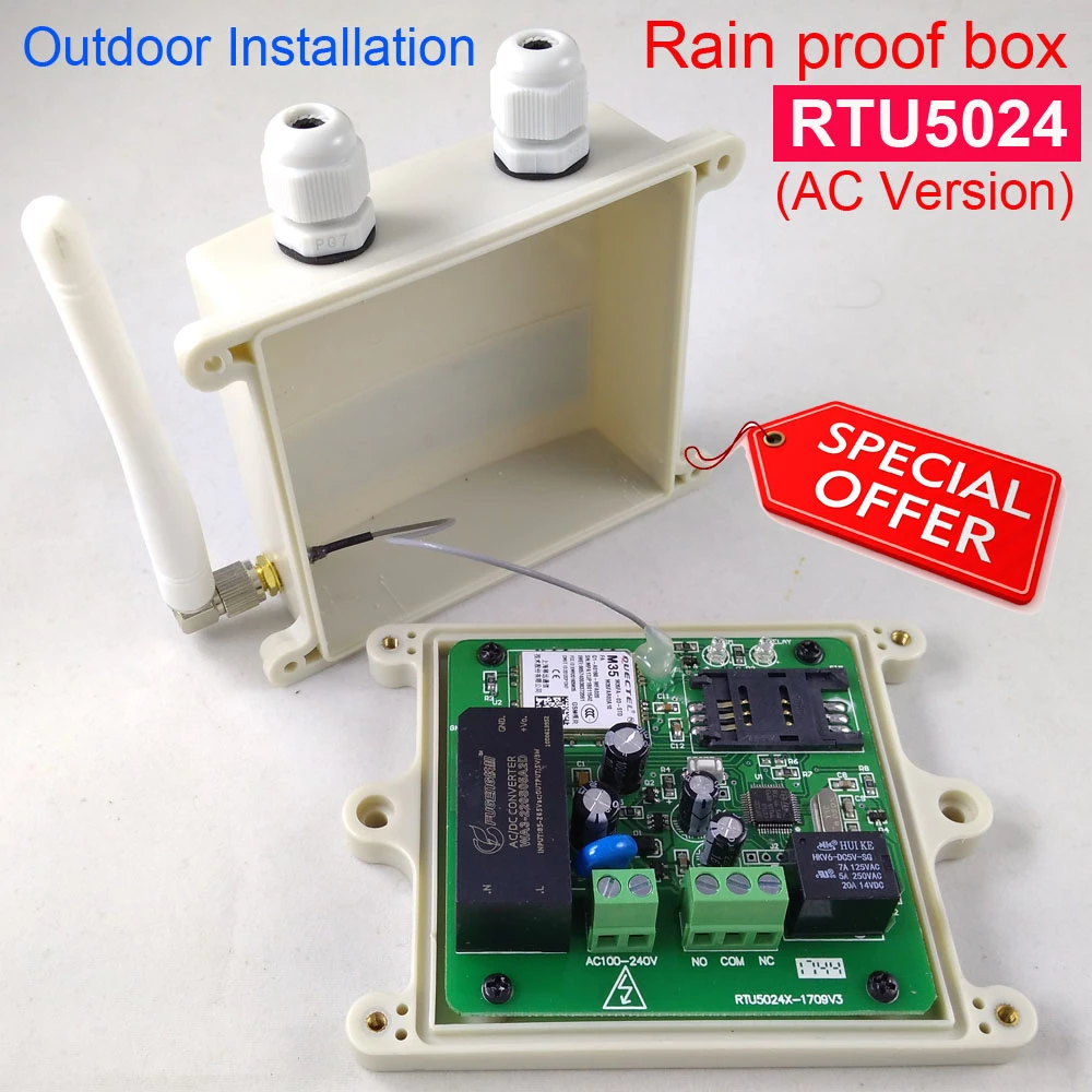 Rain proof Waterproof RTU5024 GSM Gate Opener Relay Switch Remote Access Control 