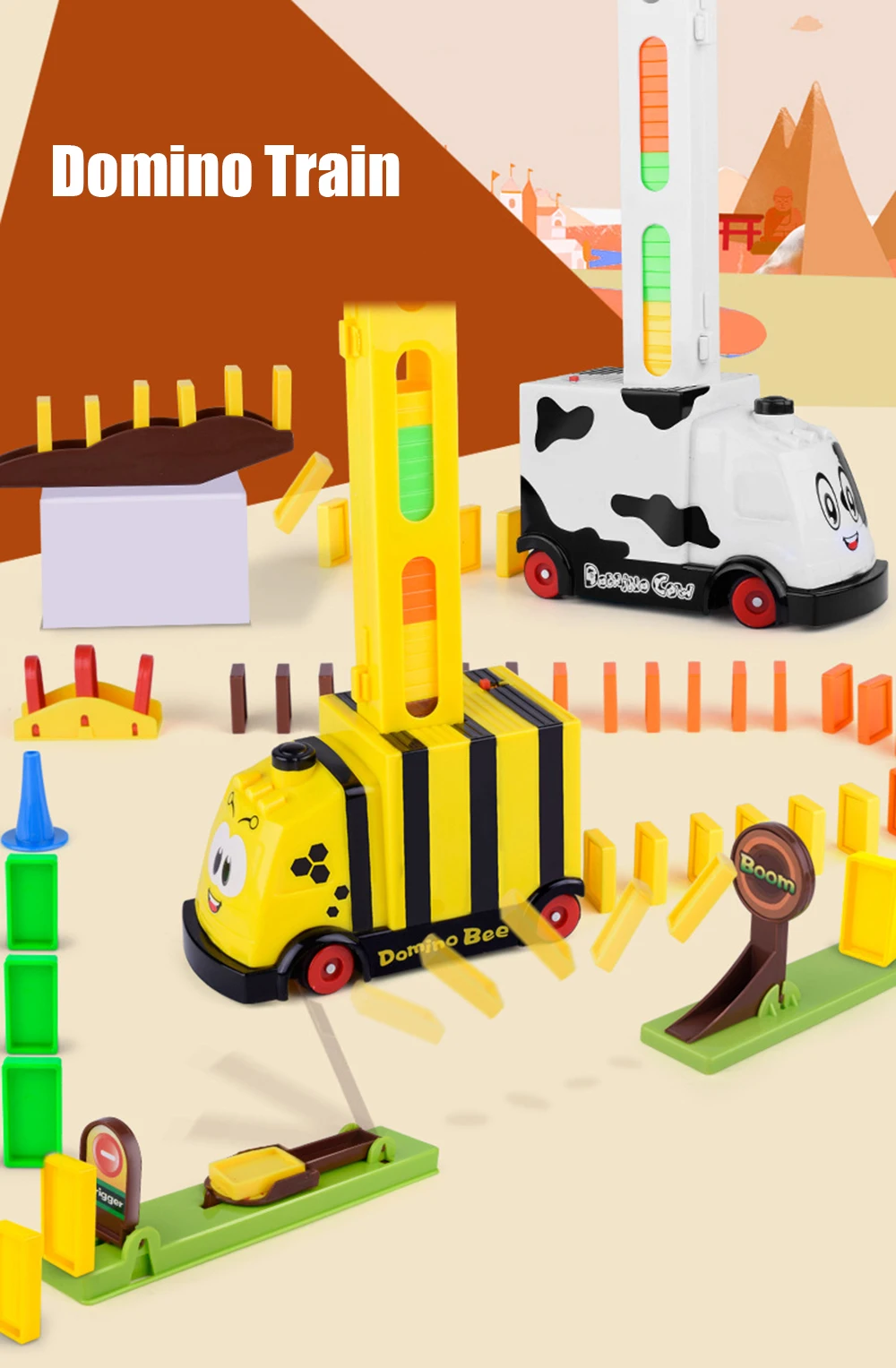 Положите домино игра игрушечный комплект автоматическое размещение поезд со звуком Развивающие DIY домино блоки подарки для детей новые