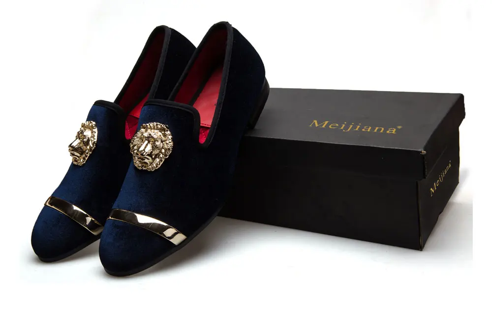 Новые модные золотые топ и с металлическим носком для мужчин бархат итальянские классические туфли s туфли под платье ручной работы лофери