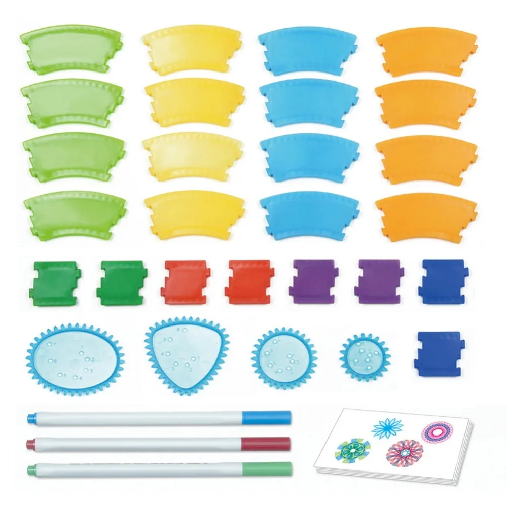 

New DIY Innovative Children's Various Style Spirograph Geometric Ruler Stencil Spiral Art Drawing Ruler Set drop shipping