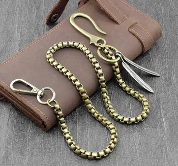 

Vintage Biker Wallet Chain wtih Feather charm Mens Boys Keychain BR01