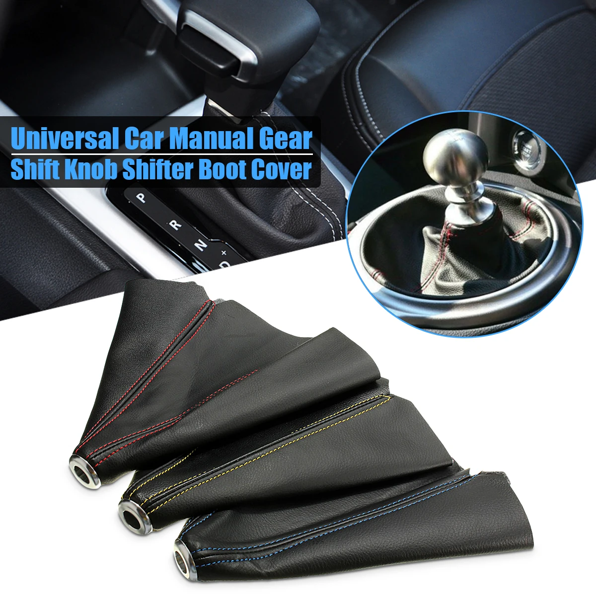 Universal Car Gear Shift Collars Knob Shifter Boot Cover MT/AT PVC