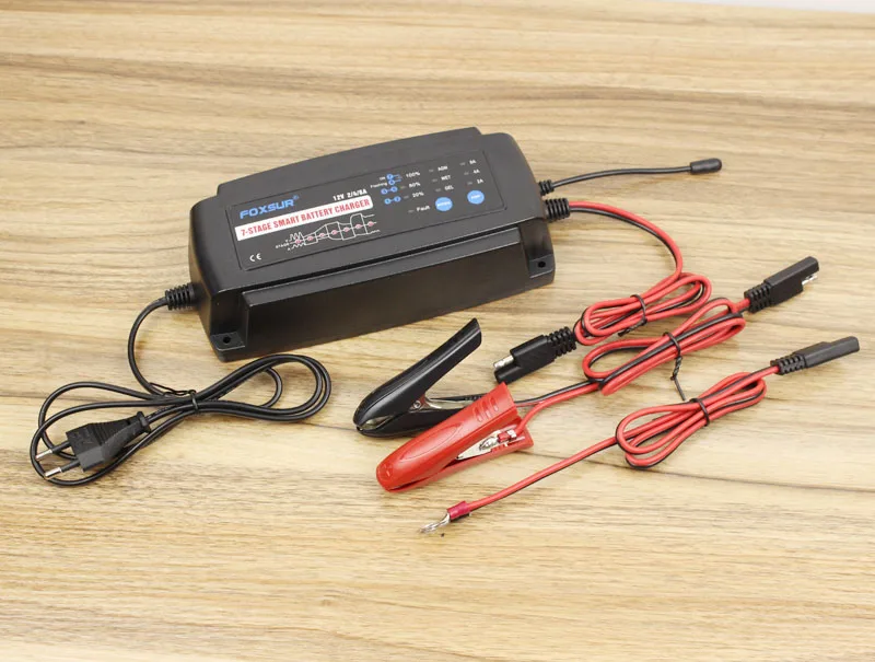 FOXSUR 12V 2A 4A 8A 7 ступенчатое умное зарядное устройство для аккумуляторов