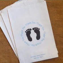 Пользовательские отпечатки ног Baby Shower попкорн Конфеты стол Лолли мешки Пол выявить день рождения хлебобулочные Cookie Гуди подарок сувениры сумки