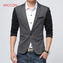 Осеннее пальто в стиле пэчворк мужские костюмы новая приталенная повседневная куртка хлопковый Мужской Блейзер пиджак с одиночной пуговицей серый мужской костюм, пиджак