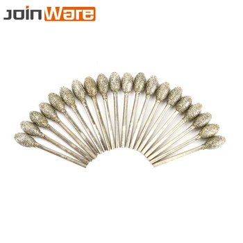 

20Pc 8mm Oval Diamond Burrs Drill Bit Coated Grinding Head Points For Drill Rotary Abrasive Tool Metal Grinder Polishing