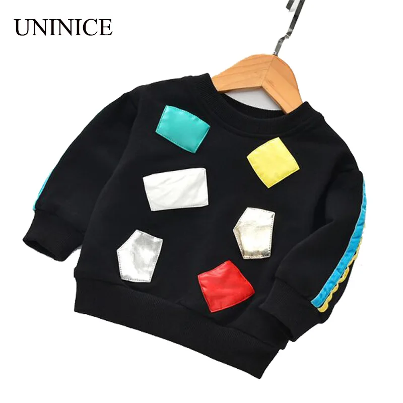 UNINICE Fashion Patch Children Sweatshirt Plus Velvet Boys Girls