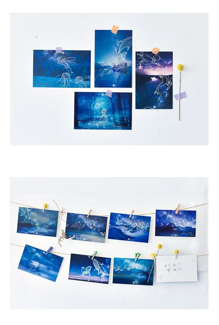 Olhando para a para a Luz Cartão de Mensagem de Saudação Cartão de Natal e Presentes Presentes de Ano 30 Folhas e set Luz Luminosa Cartão Cartão Postal de Ano Novo 8 30 folhas conjunto à procura de luz