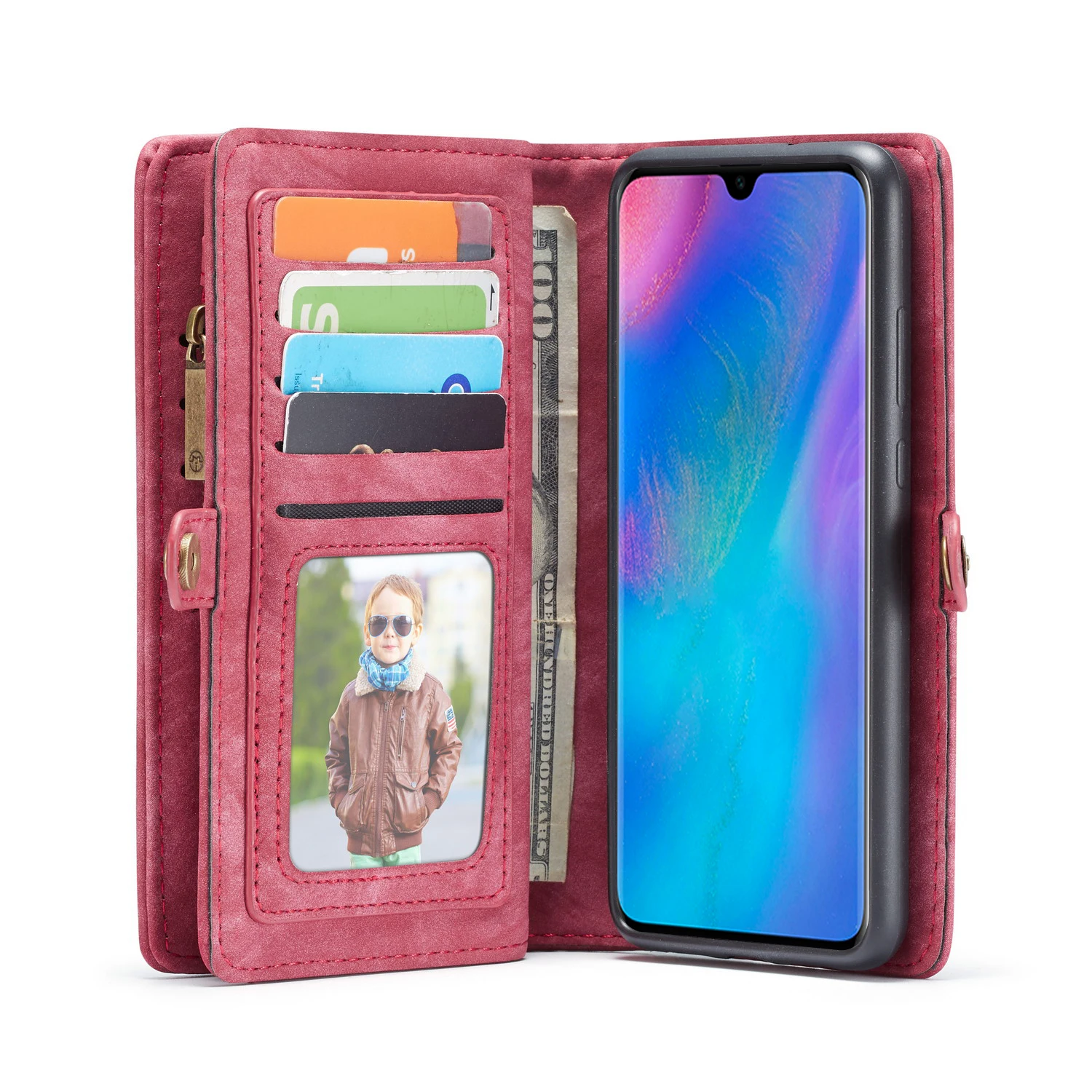 Чехол для huawei P30 2 в 1, многофункциональный складной кошелек, кожаный чехол с откидной крышкой для смартфона, сумка на молнии, чехол для huawei P30 Pro