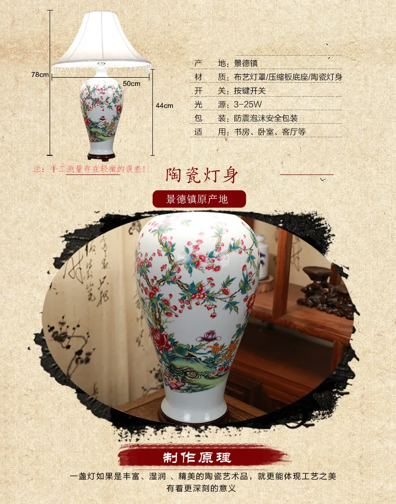 China Antique Living Room Vintage Table Lamp Porcelain Ceramic Table Lamp wedding decoration table lamp bird (1)