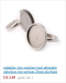 Reidgaller 5 шт. 20 мм квадратный кабошон кольцо база Регулируемая нержавеющая сталь пустой ободок настройки diy ювелирных изделий