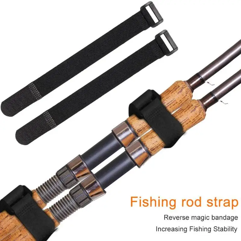 

20pcs Nylon New Fishing Rod Tie Holder Strap Suspenders Fastener Loop Belts 200x20x2mm/7.87x0.78x0.1in (Black)
