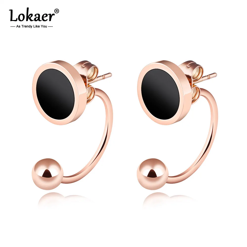 

Lokaer Personality Semi-circular U Shaped Hook Line Earrings Stainless Steel Rose Gold Color Earrings For Women Gifts E17087
