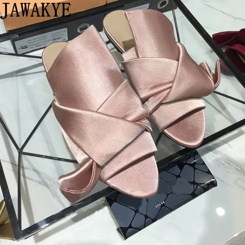 Женские босоножки на плоской подошве JAWAKYE розовые красные пляжные шлепанцы с