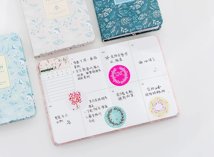 Корейский кавайный винтажный цветочный ежедневник Еженедельный ежедневник блокнот-органайзер Kawaii A6 повесток дня