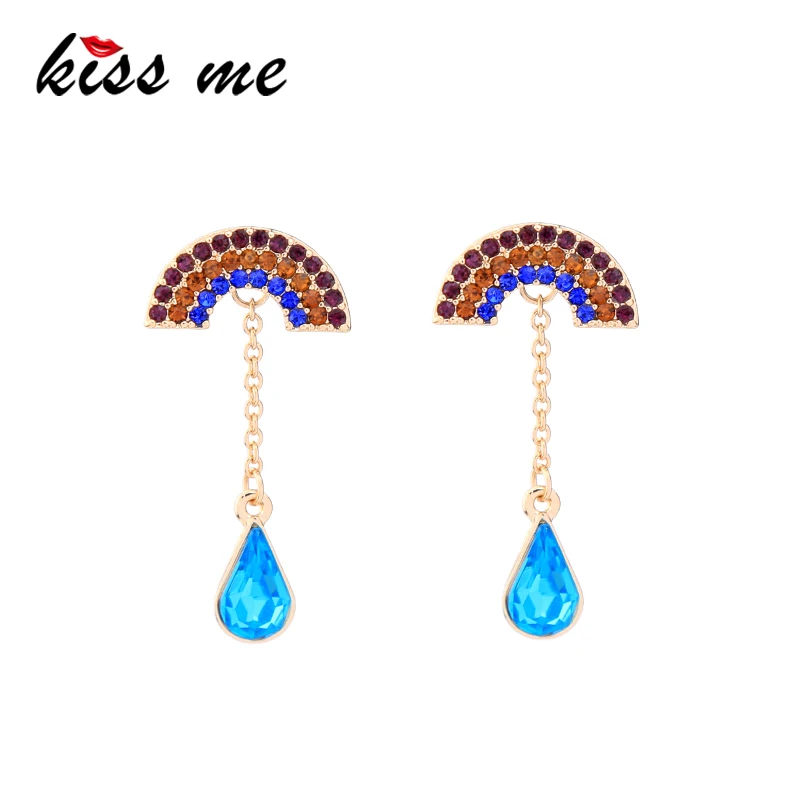 Женские полукруглые серьги KISS ME вечерние с кристаллами модные ювелирные изделия