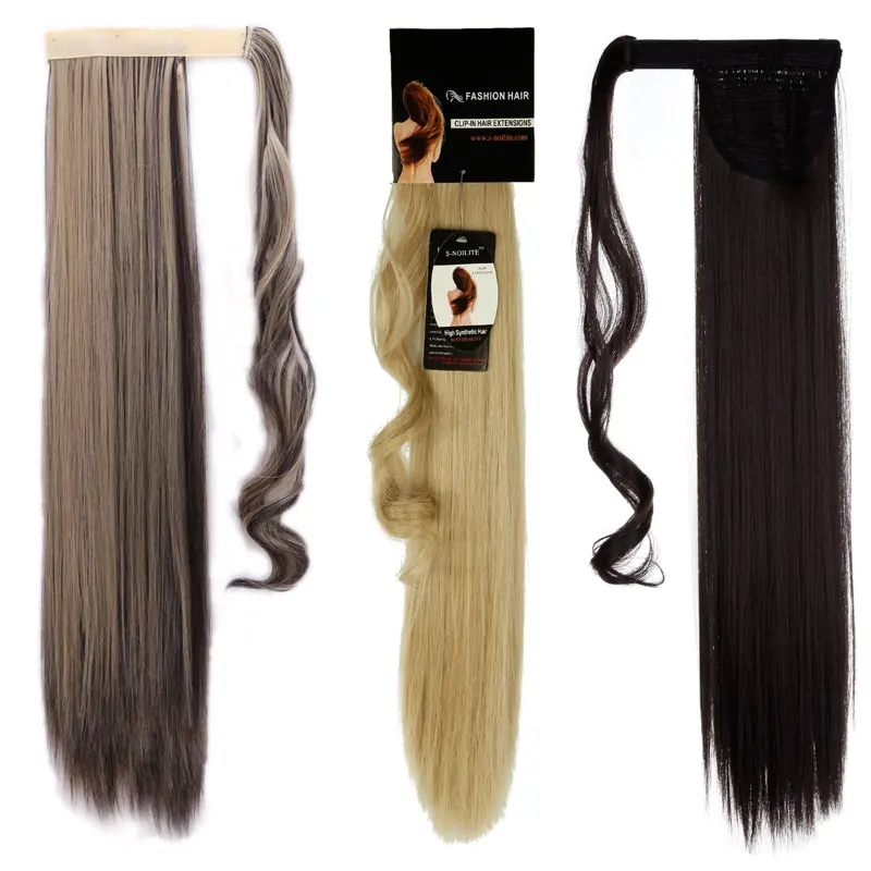 S-noilite Fake Hair Ponytail Long Straight Hair Pieces Synthetic Hair 125g 22-26\