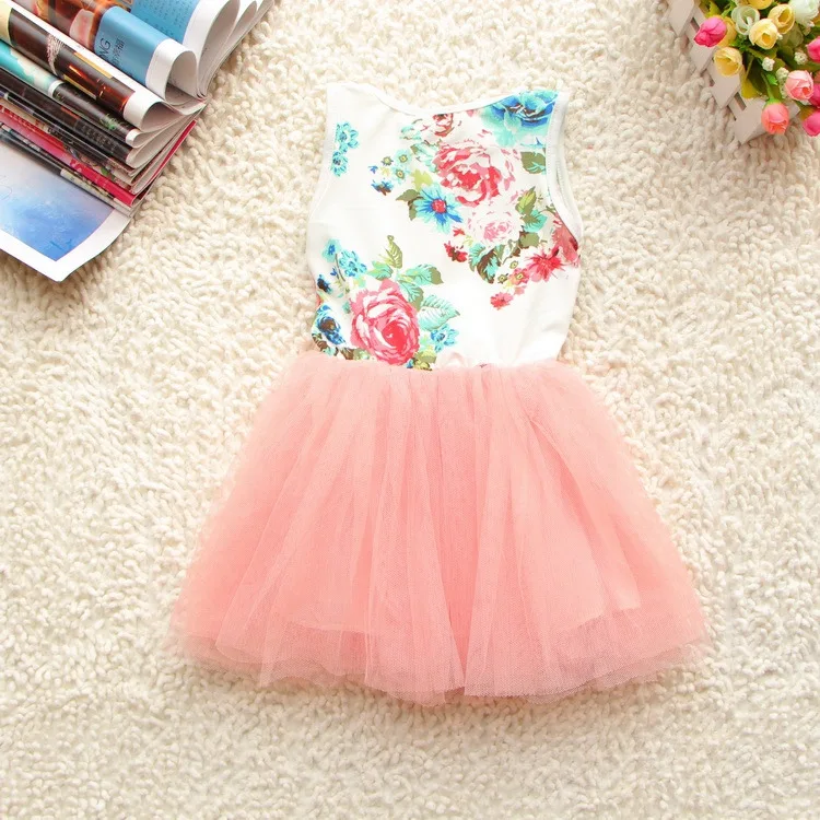 Новое летнее платье с цветочным принтом для маленьких девочек платье-пачка без рукавов с бантом детская одежда