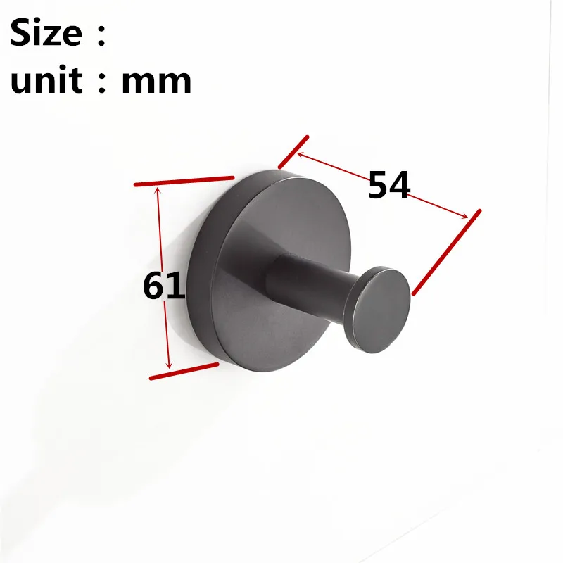 SUS304 нержавеющая сталь аксессуары для ванной комнаты Набор Черный Матовый держатель для бумаги халат крючок для зубной щетки держатель полотенце бар аксессуары для ванной комнаты - Цвет: Robe Hook