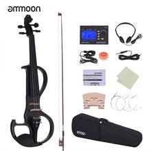 Ammoon полный размер 4/4 Скрипка из цельного дерева Электрический бесшумный стиль-3 эбеновый гриф с колками подбородок