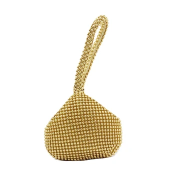 

Women Beaded Evening Clutch Bag Triangle Full Rhinestones Party Prom Wedding Purse Oval Shaped Beaded Handbag Ladies Bag Soft