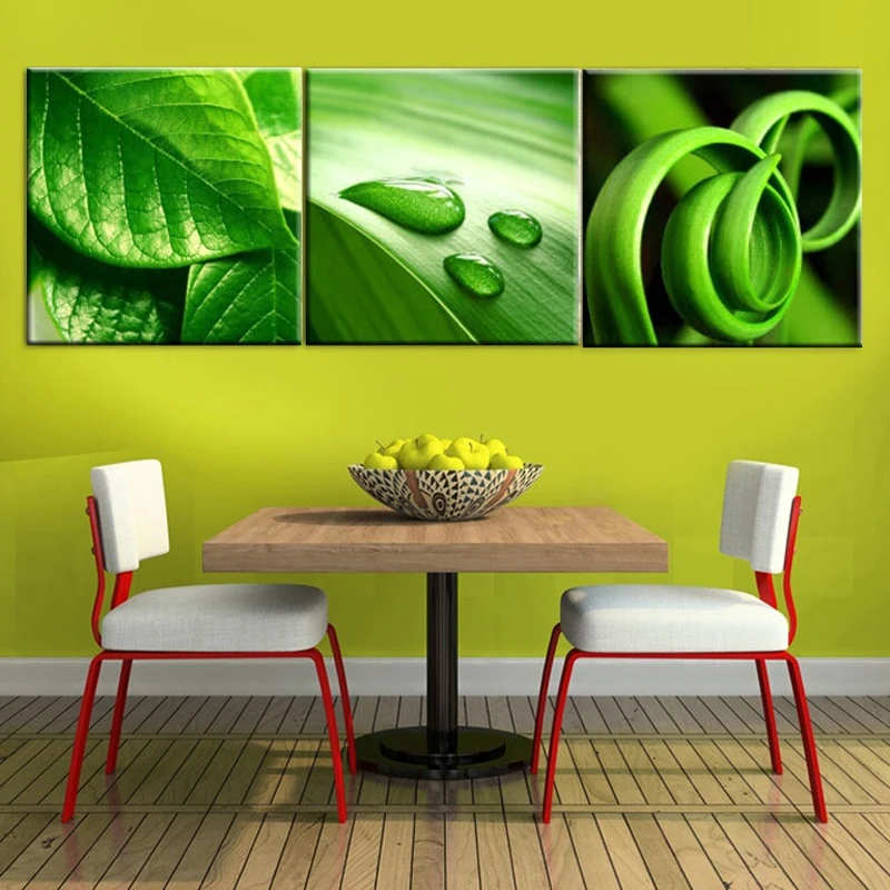 

3 Panel Green leaf green life Canvas Painting Oil Painting Print On Canvas Home Decor Art Wall Picture For Living Room Unframed