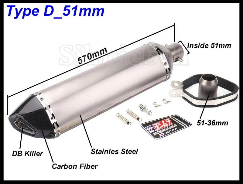 Длина 570 мм Inltet tubo de escape 51 мм 61 мм выхлопная труба универсальная без шнуровки Yoshimura выхлопная мото rcycle труба scarico moto universale