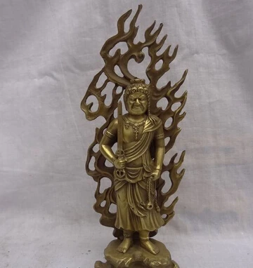 

JP S0606 8" Japanese Buddhism Pure Brass Standing Fudo-Myo-O Achalanatha Buddha Statue Discount 35%