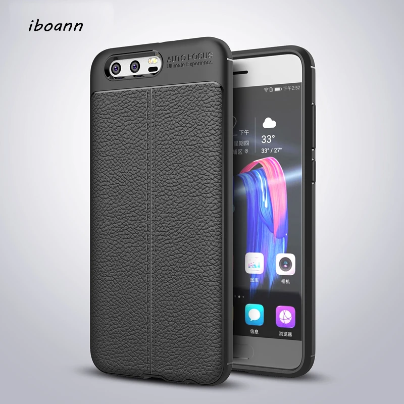 

iboann Luxury Soft Silicon Litchi Striae Leather tpu Case for huawei honor 8 lite 9 6X 7X 7 plus phone Protection cases cover