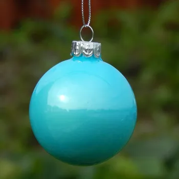 

Diameter=8cm 48pcs/pack Sky Blue Hand Made Christmas Glass Pendants Hand Painting Glass Christmas Ball Home Decoration