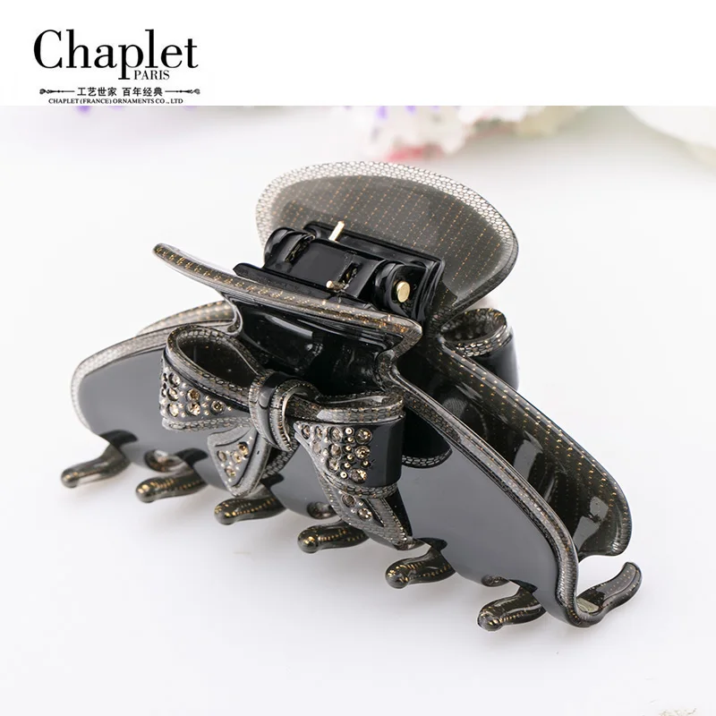 New 2016 High Quality Luxury Hair Accessories for Women Rhinestone Hair Claw Girls Bow Hair Claw