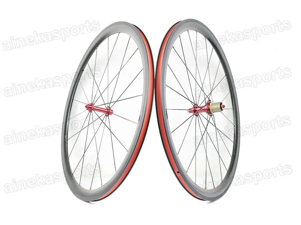 Top 700C 38mm Carbon Wheels with 20.5mm/23mm/25mm wide Clincher Tubular Tubeless carbon wheels Bitex R13/ Powerway R13 bicycle hub 4