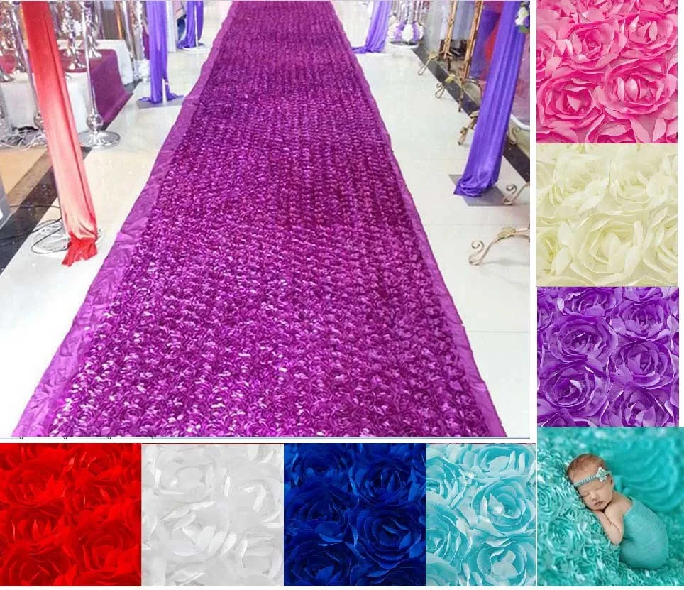 Express 140cmX10Meter Wedding Stage 3D Rose Flower Home Decor Stage