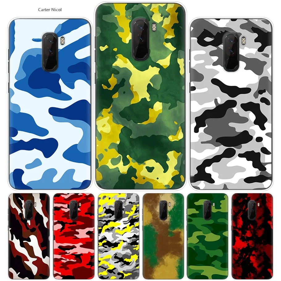 

Fashion Color Trend Camouflage color Camo Silicone Phone Cases Cover Ultra Thin Pattern Shell for Pocophone Xiaomi Redmi Poco F1