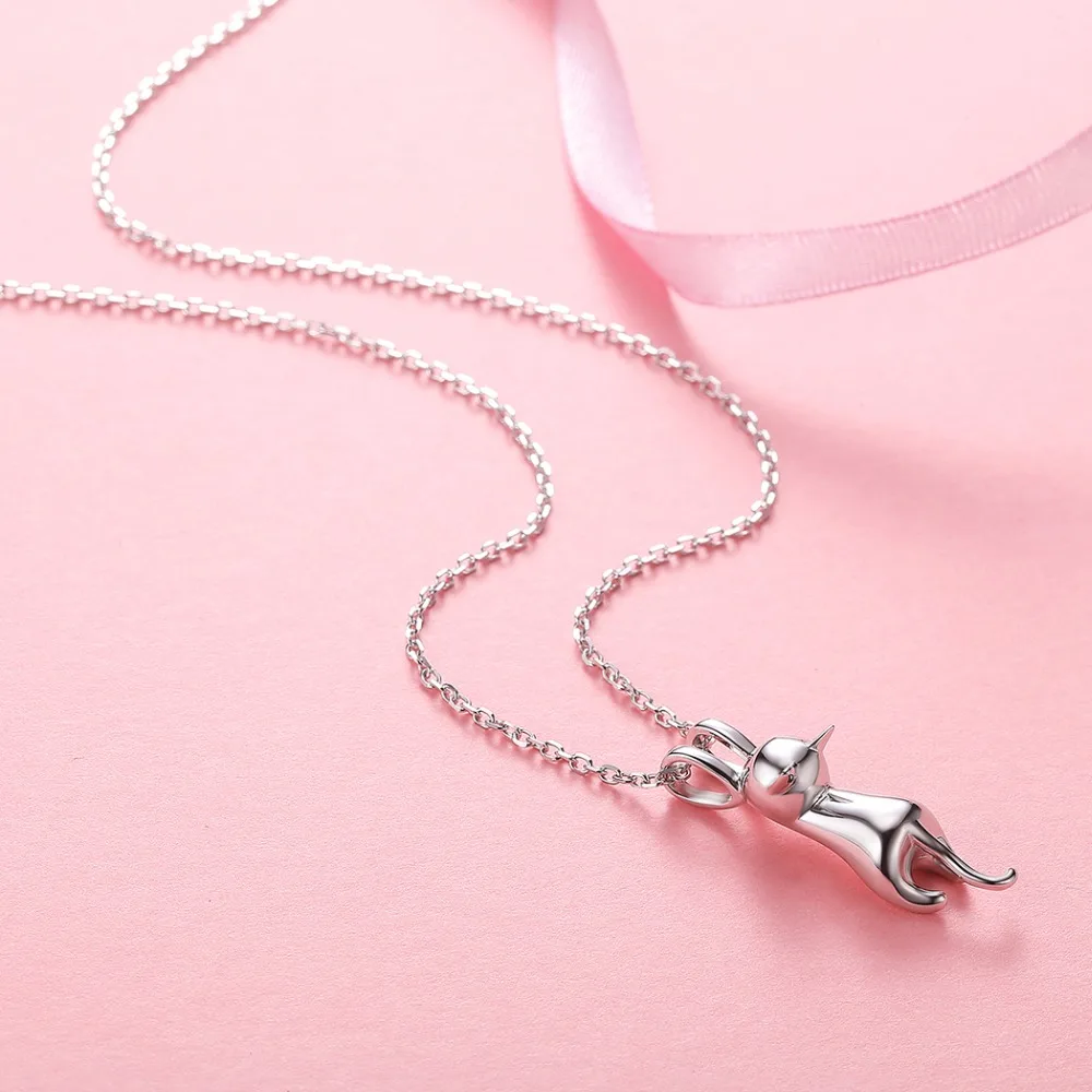 SILVERCUTE 925 стерлингового серебра kitty Cat ожерелье серьги пуссеты кольцо набор