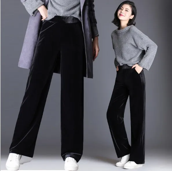 womens plus size black velvet pants