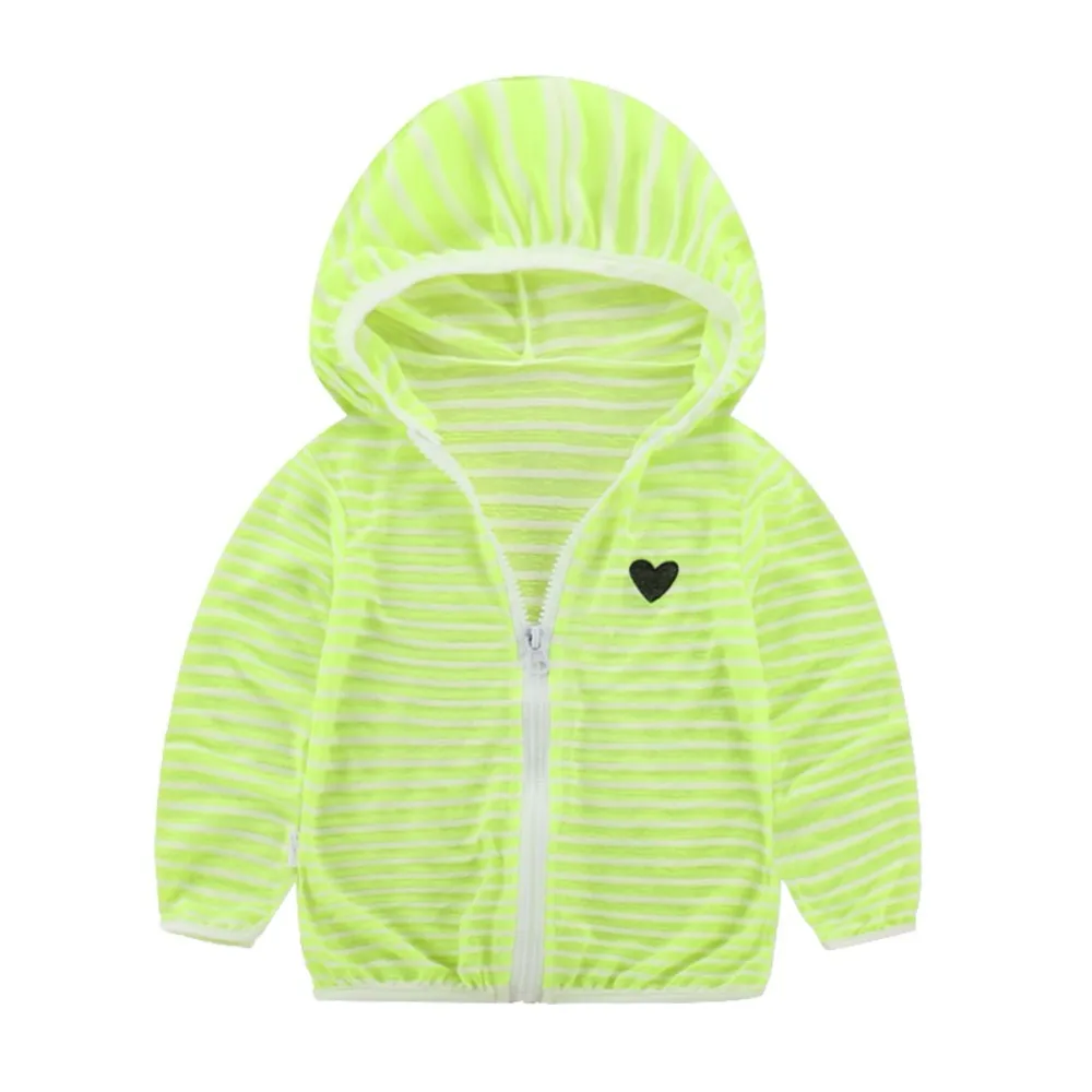 

Summer Toddler Girl Boy Hooded Stripe Sweatshirt Tops UV/Sun Protection Hoodie Zipper Outfits