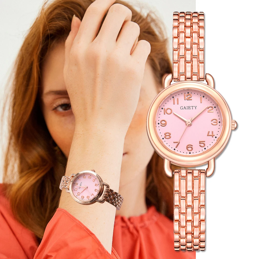 Веселость бренд класса люкс Розовое браслет часы Для женщин модное платье кварцевые часы творческого Дамы Спортивные Наручные Часы Relogio