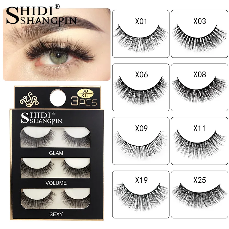 

3 Pairs Natural False Eyelashes 3D Mink Lashes Makeup Fake Eyelash Extension Hand Made Eye Lashes 18 Choice Fast Ship