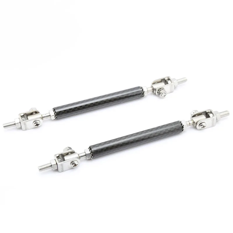 2 piezas de acero inoxidable fibra de carbono marco ajustable parachoques delantero varilla divisor puntal barra de apoyo Kit 75mm