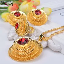 Shamty эфиопский чистый золотой цвет ювелирные наборы синий зеленый красный камень африканский нигерия эритрея кенийский Habesha стиль подарок для женщин A30047