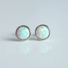 Высококачественные круглые женские серьги из стерлингового серебра 925 пробы с родиевым опалом