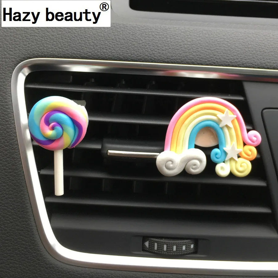 

Hazy beauty Rainbow Lollipop Car perfume Car outlet perfume Car accessories Air conditioner perfume clip decorate Car-styling