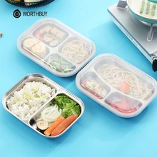 WORTHBUY японский Bento Box 304 нержавеющая сталь металлический Ланч-бокс с отделениями детский пищевой контейнер коробка для школы набор для пикника