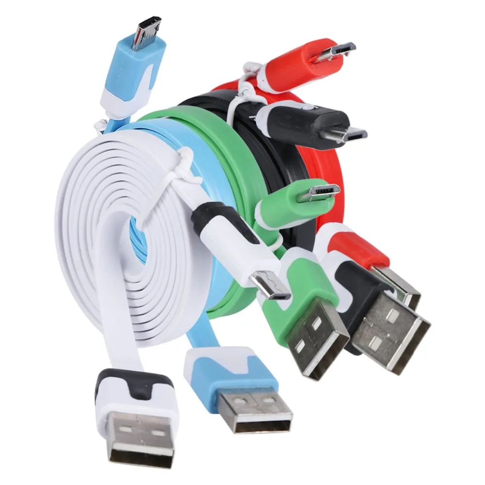 

1M Flat Noodle Micro USB Charger Sync Data Cable Universal Charging Data Cable for Samsung Xiaomi Android Phones