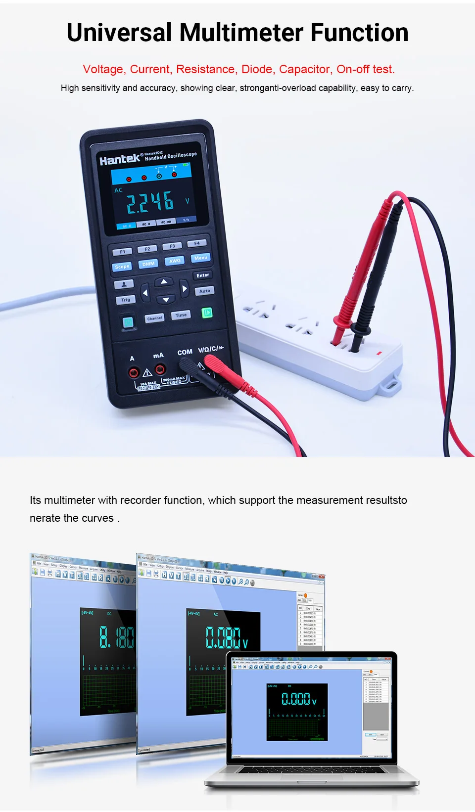 Цифровой осциллограф+ генератор сигналов+ мультиметр портативный USB 2 канала 40 МГц 70 МГц цвет подсветки дисплей тесты метр инструменты