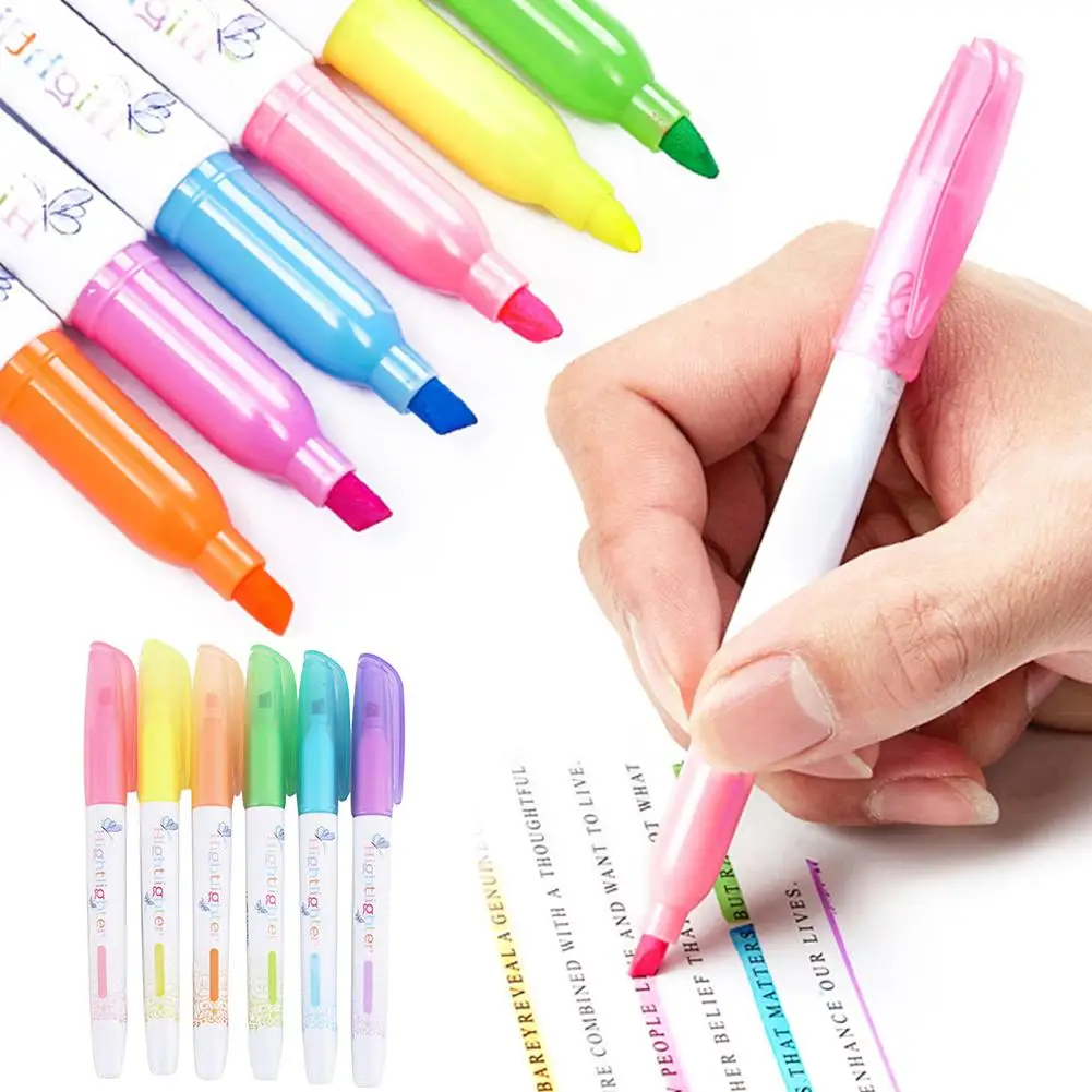

Six Colors Highlighter Gel Bible Highlighter Colored Markers Study Kit School Supplies Highly Coloured Non-fading