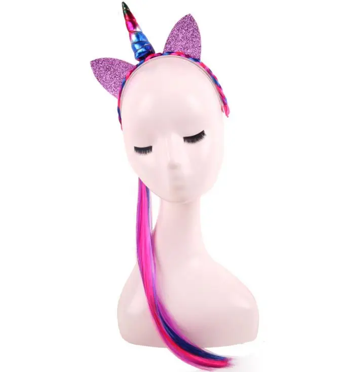 Decorative Ear Horn Headband Long Wig Braids Fancy Dress Christmas Party Girl Lady Cosplay Magical Glitter Ear Hairband